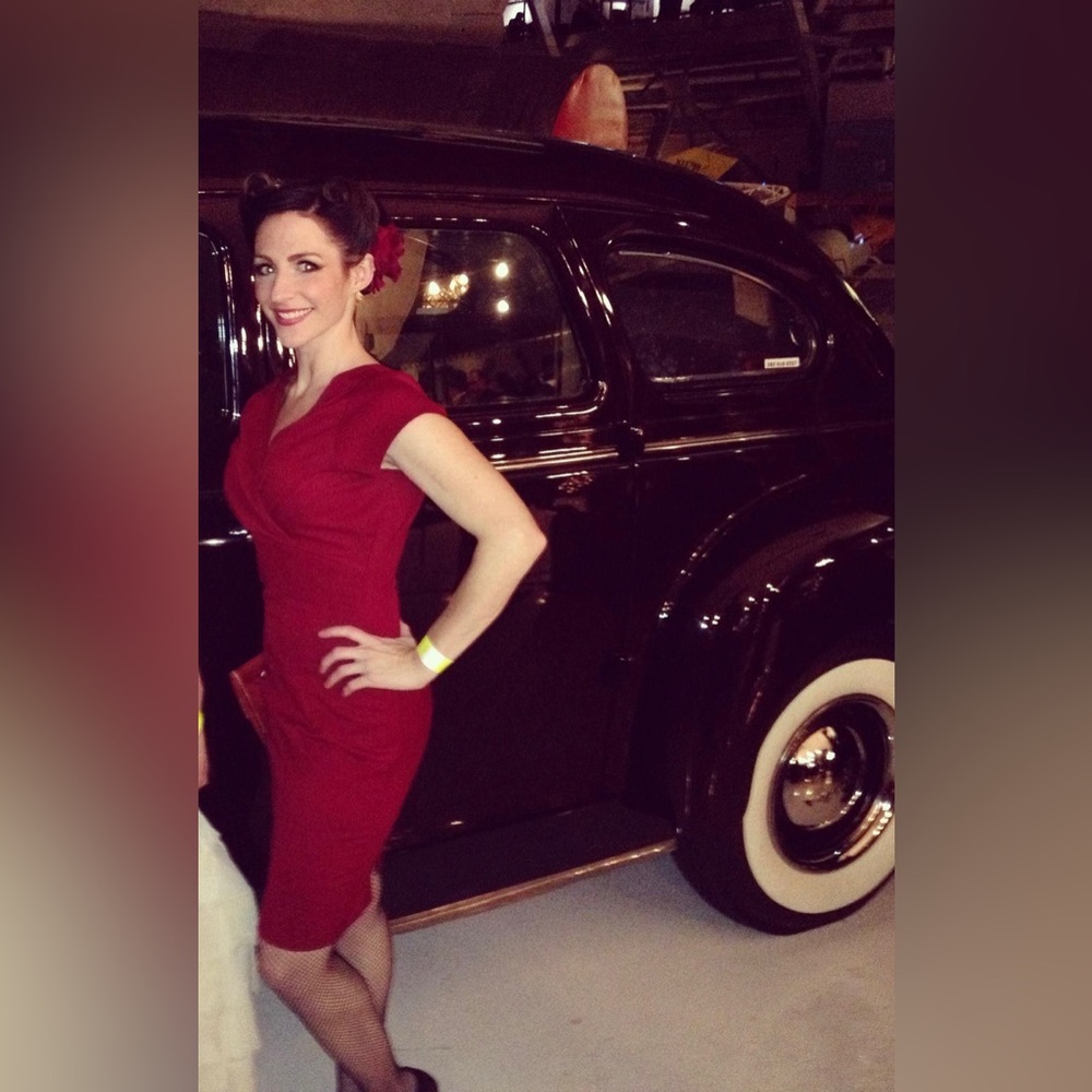 Custom dark red pinup style/40’s style dress from @heartmycloset on Etsy